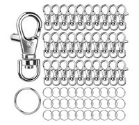 Tacdas Mosquetones y Llaveros Giratorios de Metal, 30 Cierres Pequeños de Langosta y 30 Aros para, 60 Unidades