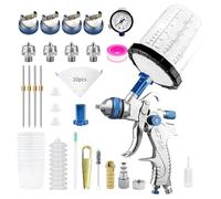 Tacdas Pistola Pulverizadora de Aire HVLP con Alimentación por Gravedad, Boquillas de 1,4/1,7/2,0/2,5 mm y Vasos Mezcladores de 650 Cc, para Pintura Automotriz.