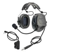 TACGZGJSM TAC300 - Auriculares tácticos, cancelación de ruido, amplificación de sonido, protección auditiva con diadema desmontable y PTT de 2 pines para deportes de airsoft (negro)