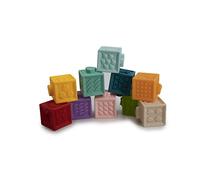 Tachan - Set de 10 Cubos blanditos de Goma, Suaves y agradables al Tacto con diseño de Colores, números y Dibujos (785T00610)