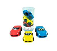 Tachan - Pack de 3 Coches Deportivos en 3 Colores, Rojo, Azul y Amarillo, Material Suave y Colorido, Seguro para los niños, diversión asegurada con Las Carreras, para niños Desde los 12 Meses