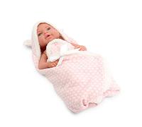 Tachan - Muñeca bebé 40cm, con Capa arrullo Rosa, Fisico Realista de Bebe, extremidades articuladas (CPA Toy Group Trading S.L. 788T00627)
