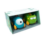 Tachan - Set de 2 Coches Monstruos Goma Suave en Dos Colores Azul y Verde, ruedan por Cualquier Superficie, Agarre facil y Seguro (751T00555)