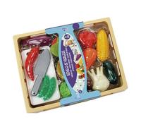 TACHAN - Bandeja de Vegetales de Juguete - Imitación Madera - Set Infantil Juego simbólico - Contiene 23 pzas (CPA Toy Group 728T00982)