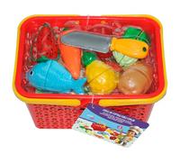 TACHAN - Cesta de Comida para Cortar - Set Infantil Juego simbólico - Contiene 28 pzas (CPA Toy Group 728T00984)