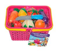 TACHAN - Cesta de Vegetales y Frutas para Cortar - Set Infantil Juego simbólico - Contiene 28 pzas (CPA Toy Group 728T00983)
