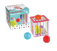 TACHAN - Cubo sensorial Infantil - Juego de clasificación - 6 Formas con Diferentes Texturas y Colores (CPA Toy Group 782T00834)