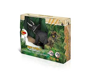 Tachan Dinosaurio Triceratops con Sonidos Realistas, Luces, Función para Caminar, Mueve la Cabeza, Color Gris (780T00677)