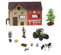 TACHAN - Gran Set de Granja con Edificio Central y Tractor - 12 Piezas - Granjero y Animales (CPA Toy Group 702T01049)