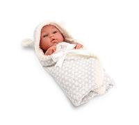 Tachan - Muñeca bebé 30cm, con Capa arrullo Gris, Fisico Realista de Bebe, extremidades articuladas (CPA Toy Group Trading S.L. 788T00620)