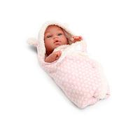 Tachan - Muñeca bebé 30cm, con Capa arrullo Rosa, Fisico Realista de Bebe, extremidades articuladas (CPA Toy Group Trading S.L. 788T00621)