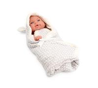 Tachan - Muñeca bebé 40cm, con Capa arrullo Gris, Fisico Realista de Bebe, extremidades articuladas (CPA Toy Group Trading S.L. 788T00626)