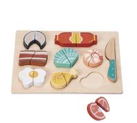 Tachan Set Cortar-Certificación FSC-Puzle de Madera-Incluye Tabla con 9 Alimentos (CPA Toy Group 795T00849)