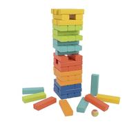 Tachan Torre apilable de madera – Juego de habilidad con dado y 54 bloques de colores – Cert. FSC