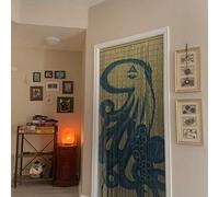 TACHILC Cortina de Puerta con Cuentas de bambú de Pulpo, Cortina de Puerta con Cuentas, Cortina de bambú para decoración de Puerta, tamaño 36 x 78 Pulgadas