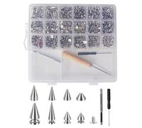 Tachuelas Punk,455 Piezas Decorativo Punk,11 Tamaños Remaches De Aleación De Zinc Para Ropa | para Cinturón Sombrero Bolso Arte Manualidades Cuero