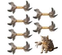 Tachypno 6 Piezas Interactivo Palitos de Hierba Gatera, 16cm Masticar Palos | Palillos para Masticar con Plumas Campana, para Elimina Sarro, Refresca Aliento, Antiestrés para Gatitos y Gatos Adultos