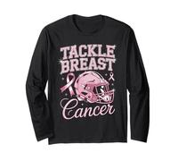 Tackle Breast Cancer Casco Rosa Lazo Concienciación Manga Larga