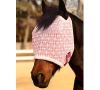 Tackmore Máscara de malla estampada con acolchado de forro polar, diseño transpirable antirozaduras, protección UV, ajuste ajustable para participación y pasto, estampado rosa M