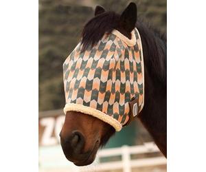 Tackmore Máscara de malla estampada con acolchado de forro polar, diseño transpirable antirozaduras, protección UV, ajuste ajustable para participación y pasto, ondas verde oscuro, talla S