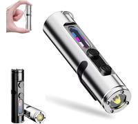 Taclite Mini - The Ultimate Everyday Micro Tool, Rechargeable LED Magnetic Super Bright Tactical Flashlight with Hat Clip, 5 Modos de Luz, Flashlight de Mano Impermeable Enfoque para Camping (Plata)