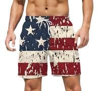 tacniseyw Pantalones cortos casuales de playa para hombre, con temática del Día de la Independencia, pantalones cortos para verano, playa, ligeros, hasta la rodilla, pantalones de gran tamaño