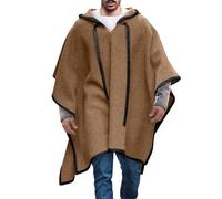 tacniseyw Poncho de lana gruesa para hombre, versátil, con capucha, manta de invierno, portátil, cálido, para ocio, diario, viajes, vaquero, hippie, con capucha, hip hop, Y2K Streetwear, caqui, XL