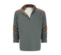 tacniseyw Sudadera cálida para hombre, sudadera de forro polar, cuello alto falso, cremallera, manga larga, sudadera atlética para correr, cuello alto, sudadera cómoda y suave con parches en los codos