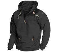 tacniseyw Sudaderas con capucha para hombre, con cremallera de un cuarto de duración, ligera, de gran tamaño, elástica, de manga larga, ropa deportiva, color sólido, sudaderas básicas para hombre