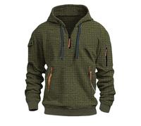 tacniseyw Sudaderas con capucha para hombre, sudadera de moda con media cremallera, sudadera con capucha de manga larga, holgada, cómoda, casual, con bolsillos con cremallera, elegante, versátil