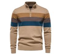 tacniseyw Sudaderas de retazos de algodón con cremallera de un cuarto para hombre, sudaderas de cuello alto falso, sudaderas de moda, versátiles, cálidas, cómodas, para otoño e invierno, térmicas