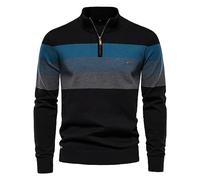tacniseyw Sudaderas de retazos de algodón con cremallera de un cuarto para hombre, sudaderas de cuello alto falso, sudaderas modernas, versátiles, cálidas, cómodas, para otoño e invierno, térmicas