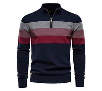 tacniseyw Sudaderas de retazos de algodón con cremallera de un cuarto para hombre, sudaderas de cuello alto falso, sudaderas modernas, versátiles, cálidas, cómodas, para otoño e invierno, térmicas
