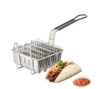 Taco - Cesta para freidora con forma de tortilla, harina de maíz y tortitas | Estante cuadrado de acero inoxidable para de cocina, de soporte simultáneo con cuatro compartimentos y mango