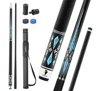 Taco de billar de fibra de carbono con funda, 2 piezas de 58 pulgadas de baja desviación profesional para billar, eje de fibra de carbono Pro Taper con envoltura de cuero genuino y punta de 12.5 mm