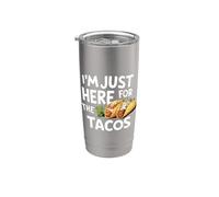 Taco de comida mexicana con texto en inglés "I'm Just Here for Tacos" Vaso térmico de acero inoxidable de doble pared