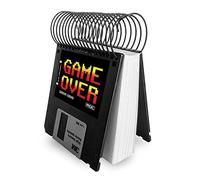 Taco de notas libreta pequeña hecha con disquetes de 3.5 - Bloc notas de 100 hojas blancas, floppy disk, diseño Game Over regalo friki informático retro vintage, reciclado hecho a mano tamaño 9x8,5 cm