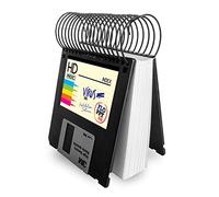 Taco de notas libreta pequeña hecha con disquetes de 3.5 - Bloc notas de 100 hojas blancas, floppy disk, diseño Grunge regalo friki informático retro vintage, reciclado hecho a mano tamaño 9x8,5 cm