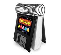 Taco de notas libreta pequeña hecha con disquetes de 3.5 - Bloc notas de 100 hojas blancas, floppy disk, diseño Pacman comecocos regalo friki informático retro, reciclado hecho a mano tamaño 9x8,5 cm