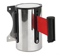 Taco de pared de acero inoxidable, 5 m, cinta de nailon, color negro (rojo | Cinta de nailon de 2 m, acero inoxidable, fácil montaje en pared, ideal para colas, color rojo