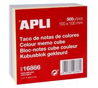 Taco papel apli encolado 100x100x60 mm colores pastel 500 hojas 70 gr/m2