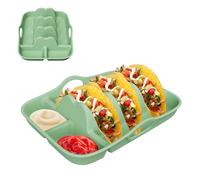 Taco Plates with Dividers, Silicone Taco Holder Stand, 9.92 Inches Reusable Serving Tray Set Vibrant Colors, Non Slip Easy Clean Design, Ideal for Kitchen, Picnic, Camping, Party, Barbecue