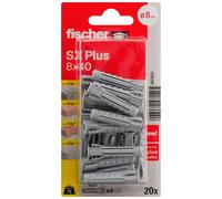 Fischer - Tobillo de nailon de expansión SX Plus 8x40 con collar, todos los materiales/Blister de 20