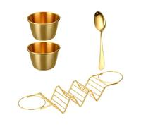 Taco Tray Plates - Stainless Steel Taco Rack Tray | Burrito Stand with Sauce Cup Spoon, Dishwasher Safe, Heat-Resistant, Hollow, Grill Safe Taco Bar Party Serving Set for Parties, Potluck