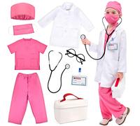Tacobear 9 Piezas Juguete de Médico para Kit para Hacer de Doctor Maletín de Médico con Disfraz de Doctor, Estetoscopio Juego de Roles Cumpleaños Regalos para Niña Niños 3 4 5 6 7 8 9 10 Años