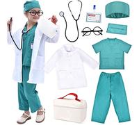 Tacobear 9 Piezas Juguete de Médico para Kit para Hacer de Doctor Maletín de Médico con Disfraz de Doctor, Estetoscopio Juego de Roles Cumpleaños Regalos para Niña Niños 3 4 5 6 7 8 9 10 Años