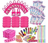 Tacobear 96 Piezas Articulos de Fiesta SPA para Niña Pegatinas Uñas Unicornio Lima de Uñas Separador Dedos Pie Bolsas de Regalo Pelo Trenzas Antifaz para Dormir Fiesta Pijamas Regalos Cumpleaños Ninos