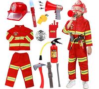 Tacobear Bombero Disfraz para Niños con Bomberos Juguete Extintor Juguete Bombero Accesorios Juegos de imitación Juego de roles para Niños Niñas Carnaval Halloween 3 4 5 6 7 8 9 Años (M(120CM))