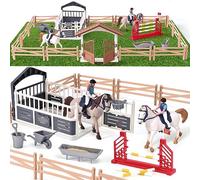 Tacobear Caballo Juguete Figuras Paddock con Puerta Estable Obstáculos Valla Granja Regalos para Niños 3-12 años