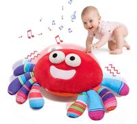 Tacobear Cangrejo Juguete Bebe 6 9 12 Meses Juguetes Niños 1 Año, Peluche Interactivo Cangrejo Bailarín Juguete Musical Tummy Time Regalos Bebé Niña Niño 1 Año (Rojo)